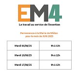 EM4 - Le travail au service de l'insertion : Reprise des permanences à la Mairie de Mielan à partir du mardi 03 juin 2025.