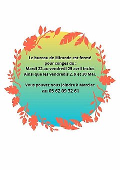 EM4 - Le travail au service de l'insertion : fermeture pour congés bureau de Mirande